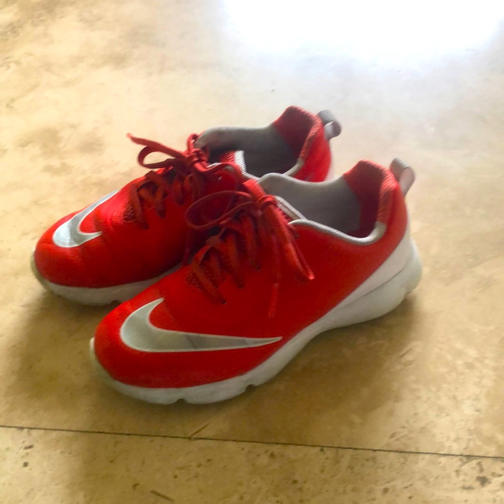 Mike control junior golf shoes orange/metallic silver/white